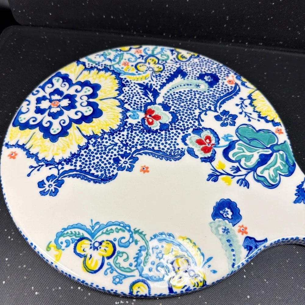 Anthropologie Jardin Fleuri Stoneware Cheese Board Floral Paisley ServingPlatter